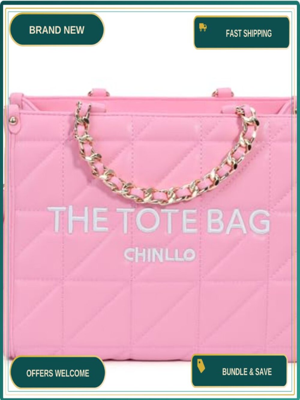 Quilted Tote Bag Top Handle Satchel Purse Detachable Shoulder Strap